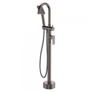 Tono Floor Mounted Bath Mixer With Hand Shower, Gun Metal